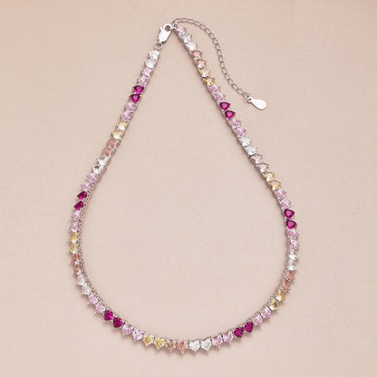 [Elite]Sparkling Colorful Full Heart Tennis Necklace