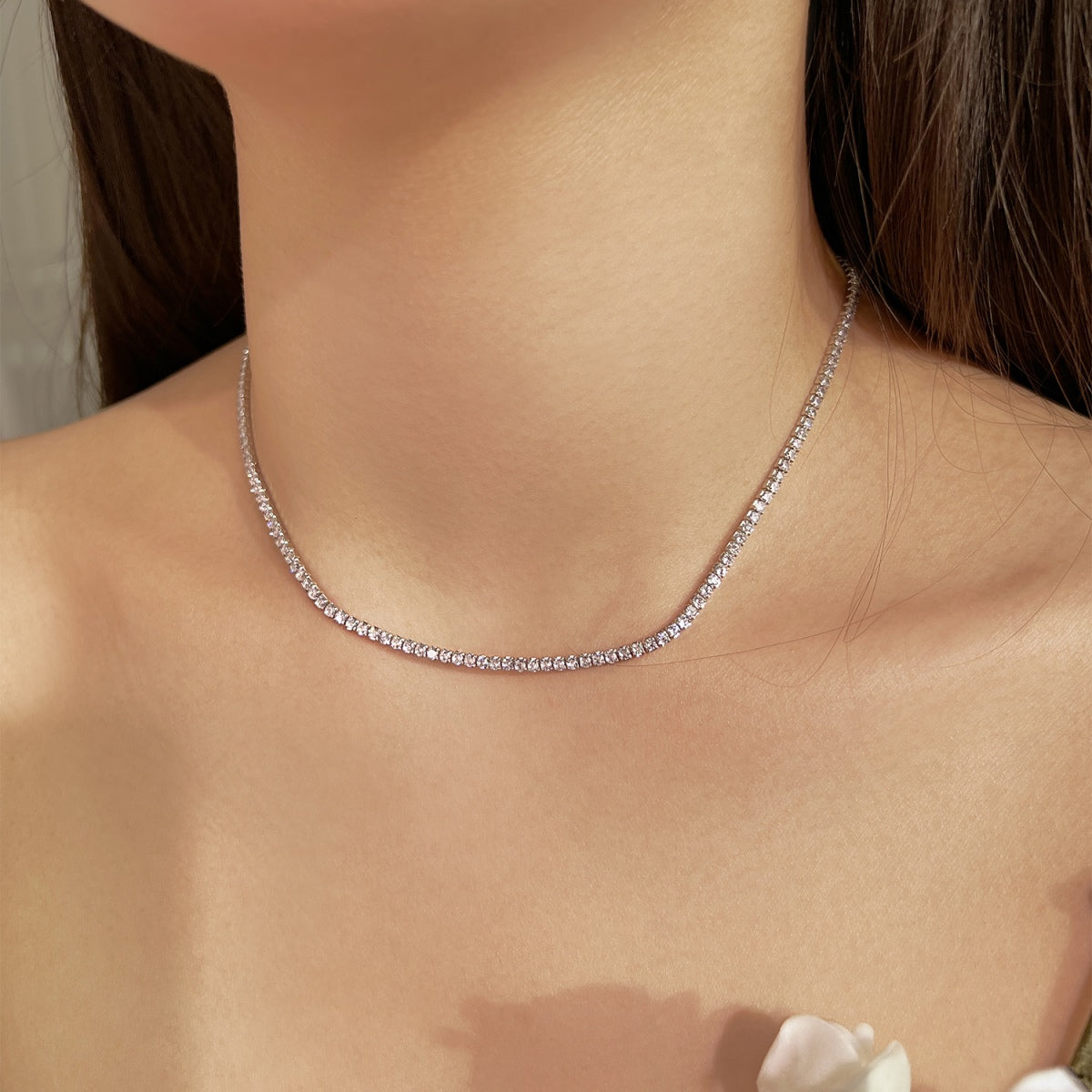 [Elite]Delicate Round Shape Tennis Necklace
