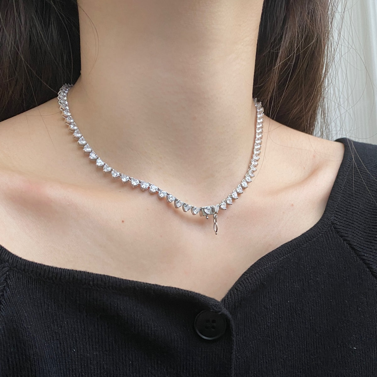 [Elite]Ornate Heart Cut Tennis Necklace