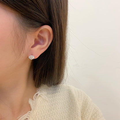[Elite]Stylish Shiny Round Center Stone Stud Earrings