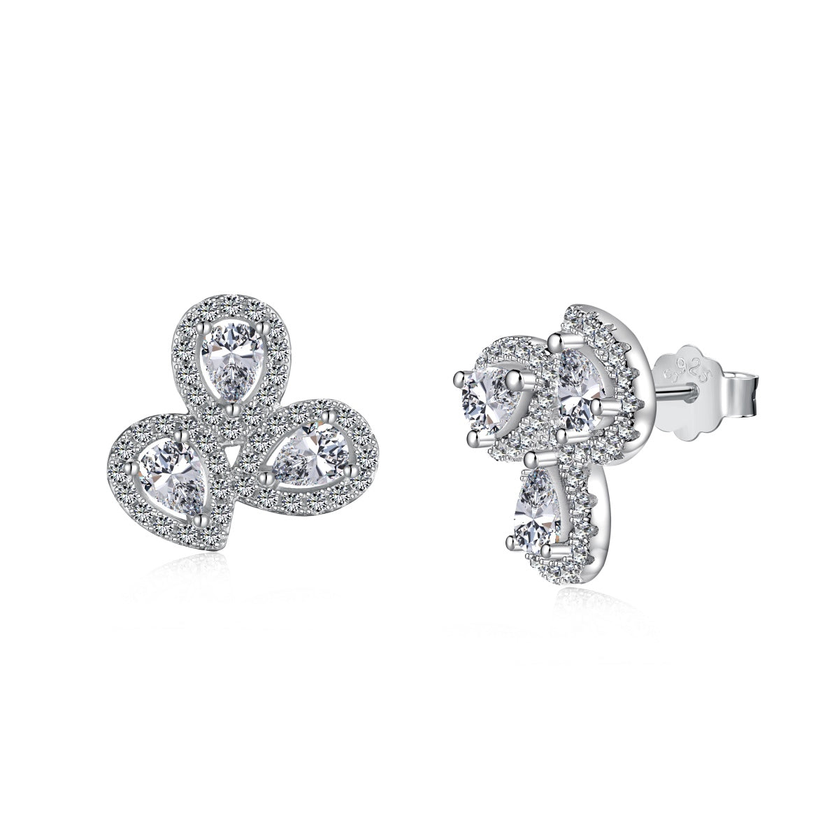 [Elite]Ornate Flower Shape Pear Cut Lover Earrings