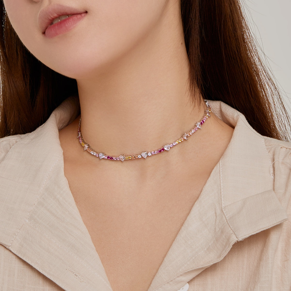 [Elite]Delicate Colorful Rainbow Tennis Chain