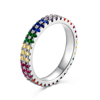 [Elite]Unique Colorful Round Cut Tennis Ring