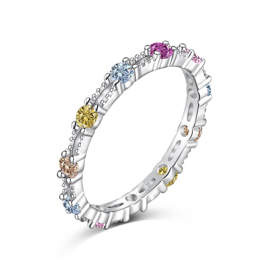 [Elite]Sparkling Colorful Round Cut Tennis Ring