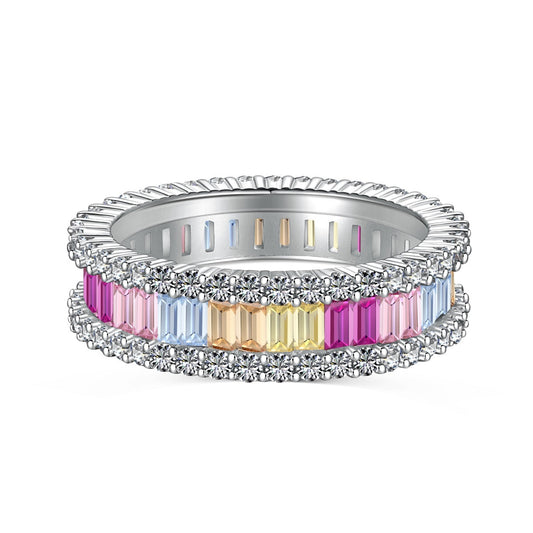 [Elite]Dainty Kaleidoscopic Emerald Cut Daily Ring