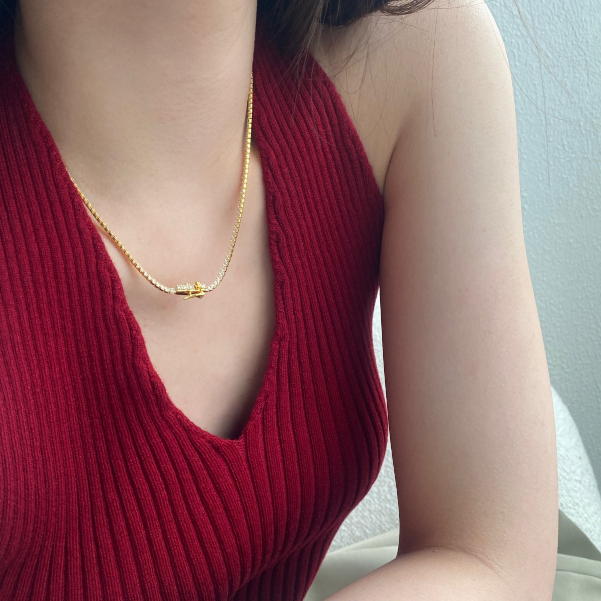 [Elite]Delicate Round Shape Tennis Necklace