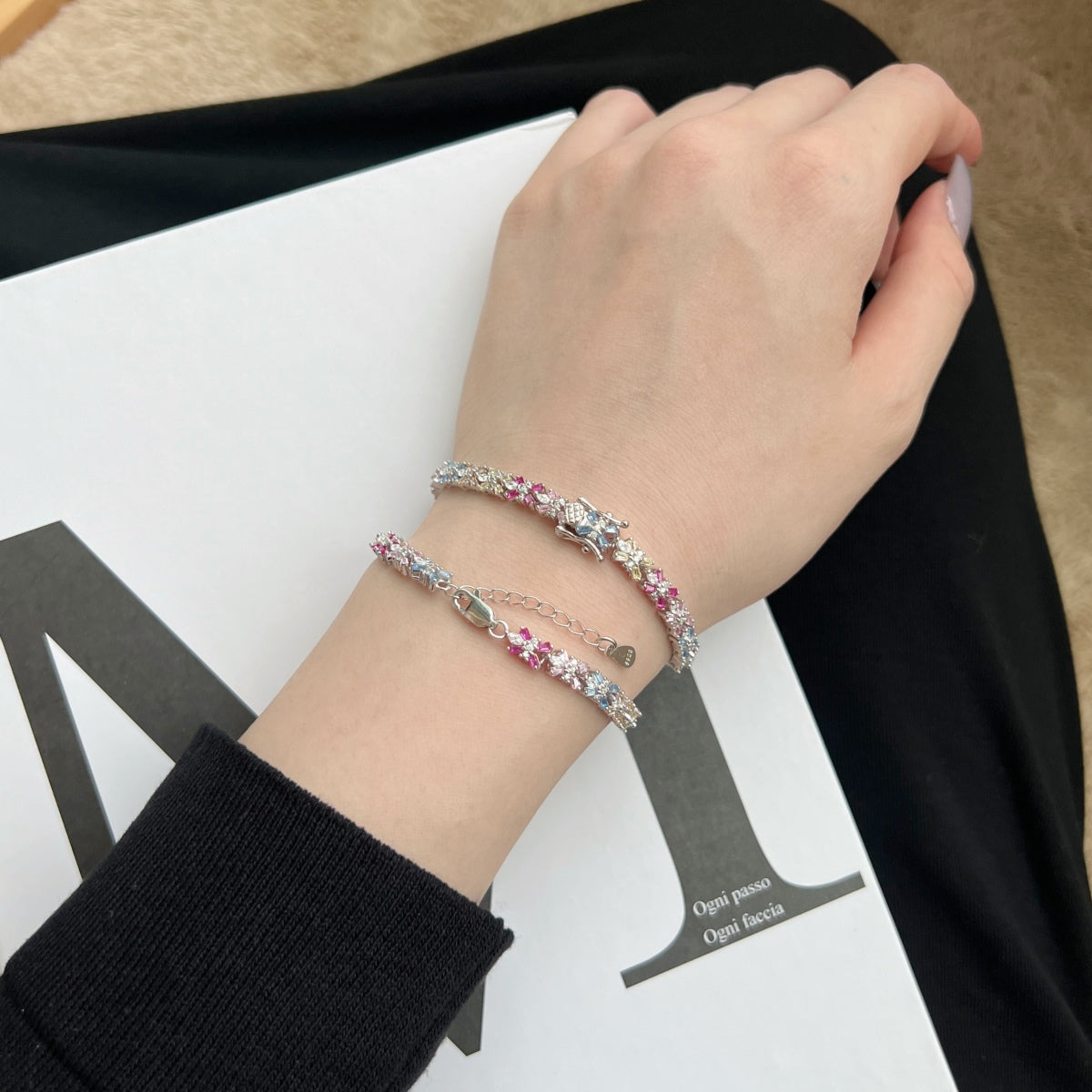 [Elite]Radiant Colorful Emerald Cut Party Bracelet
