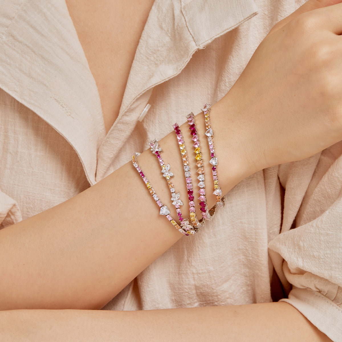 [Elite]Romantic Heart Shape Round Cut Lover Bracelet