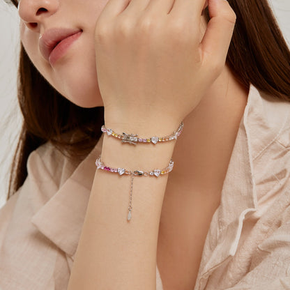 [Elite]Romantic Heart Shape Round Cut Lover Bracelet