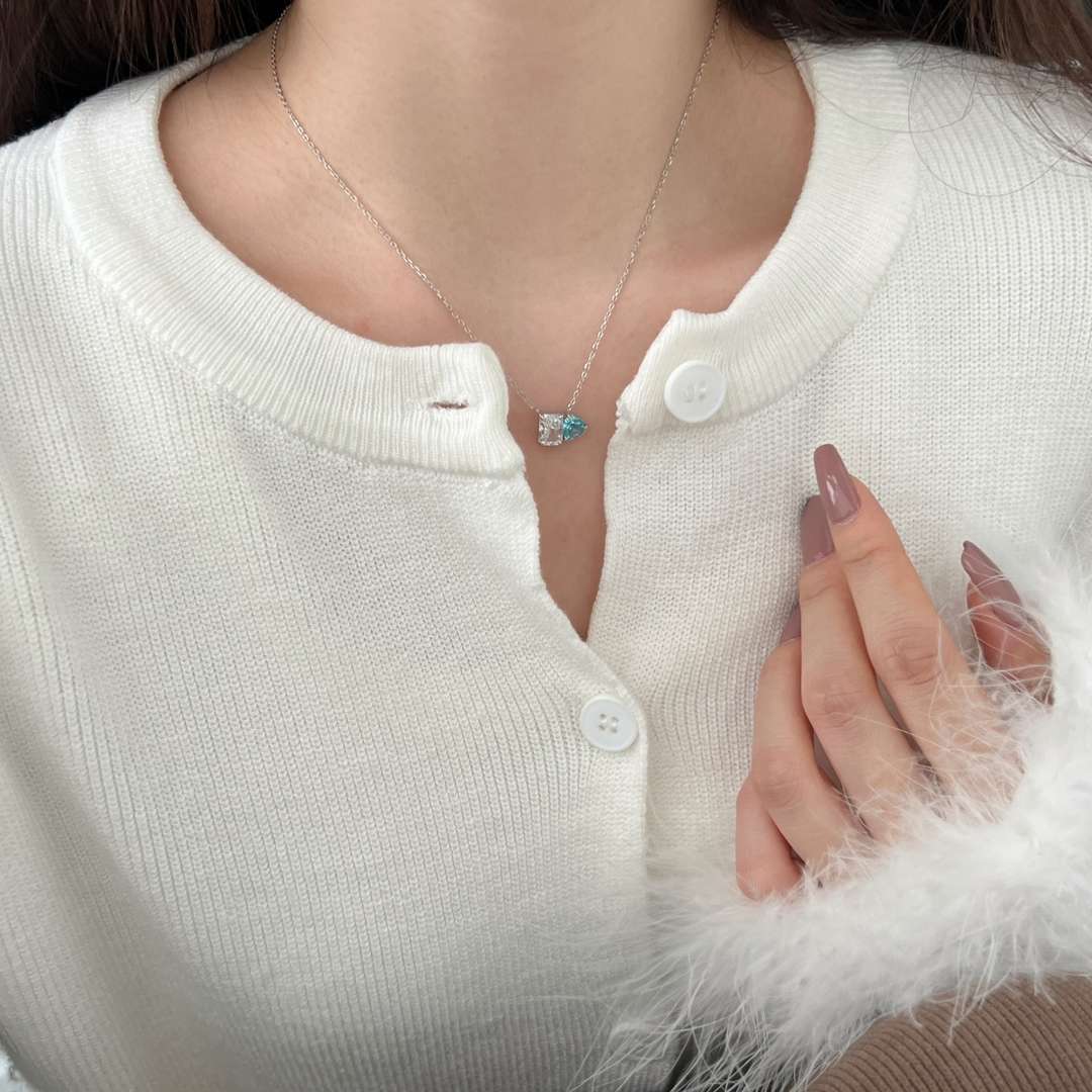 [Elite]Dazzling Square & Heart Shape Necklace