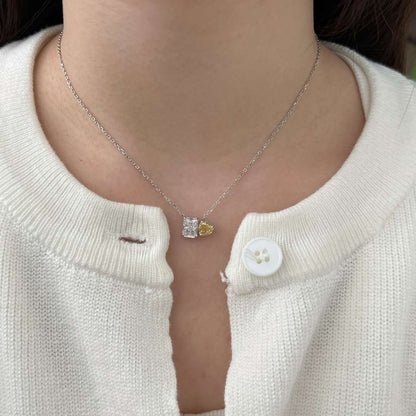 [Elite]Dazzling Square & Heart Shape Necklace