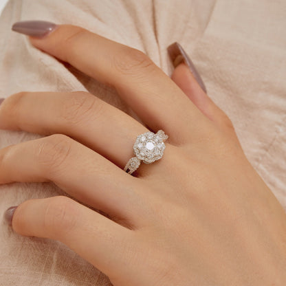[Elite]Delicate Colorful Round Cut Flower Shape Wedding Ring