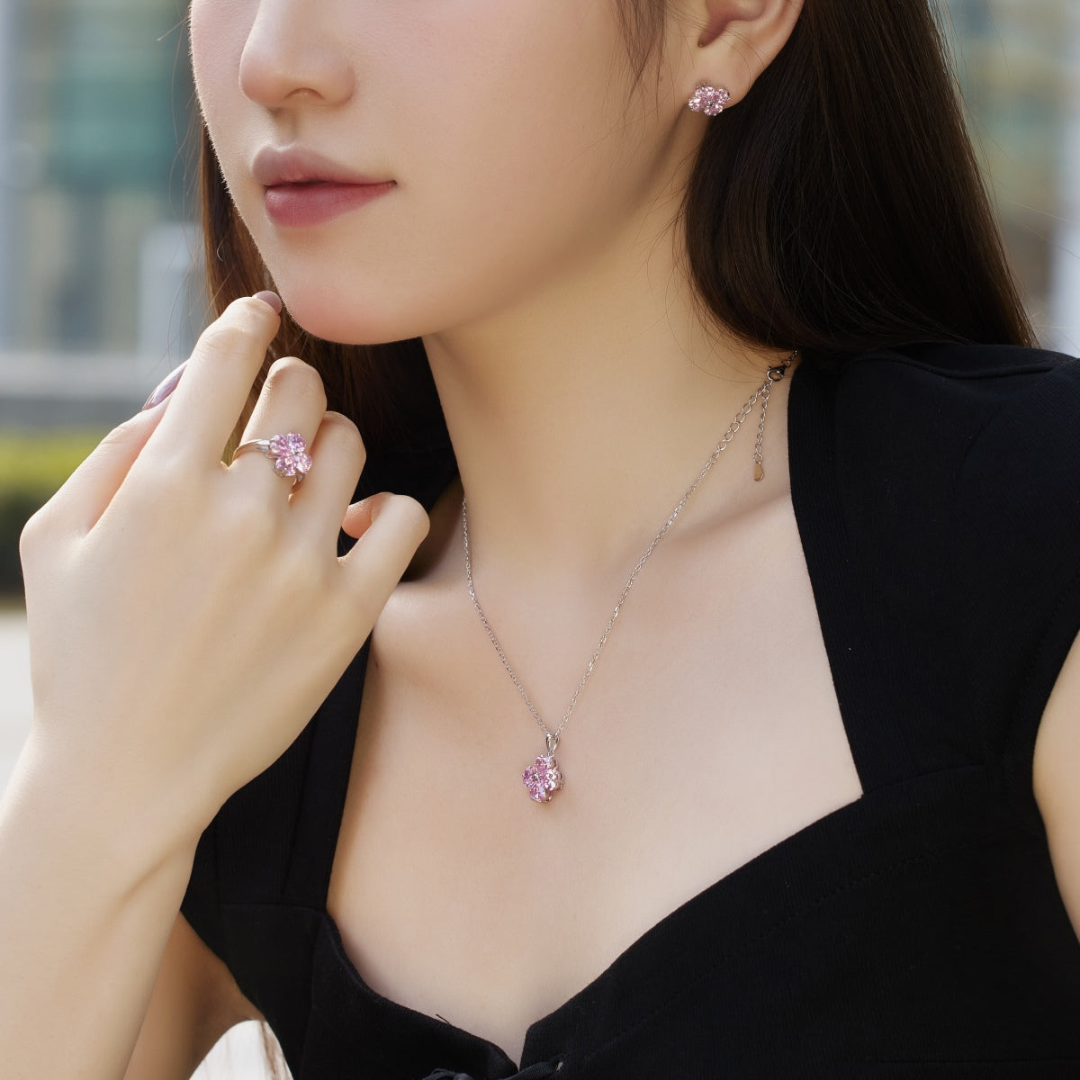 [Elite]Heart-Shaped Four-Leaf Clover Bead Necklace