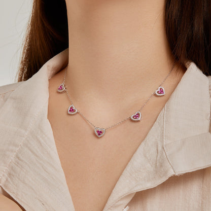 [Elite]Sparkling Five Heart Necklace