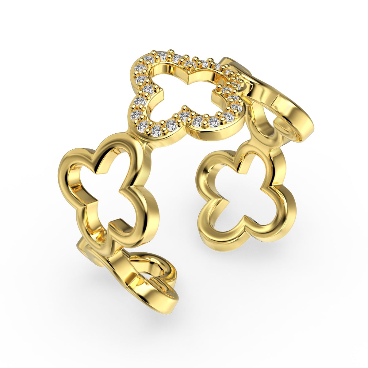 [Elite]Hollow Design Four-Leaf Clover Flower Shape Ring