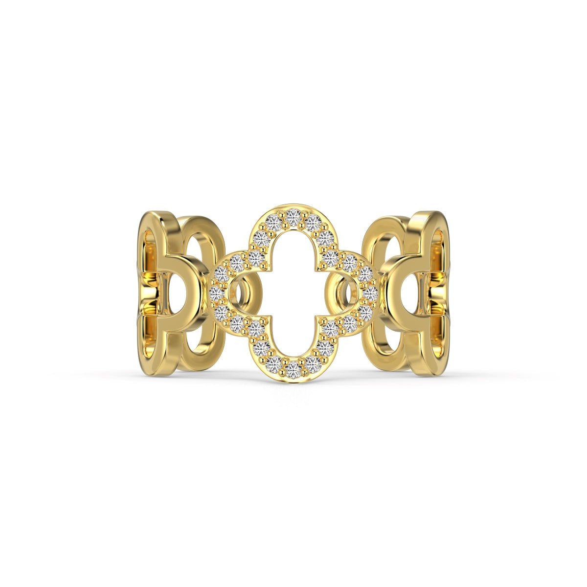 [Elite]Hollow Design Four-Leaf Clover Flower Shape Ring