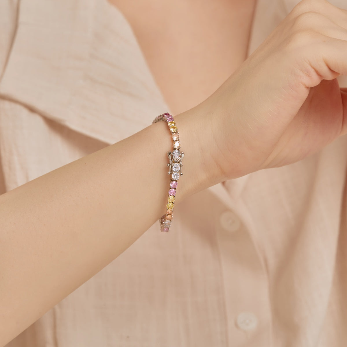 [Elite]Radiant Colorful Round Cut Tennis Bracelet