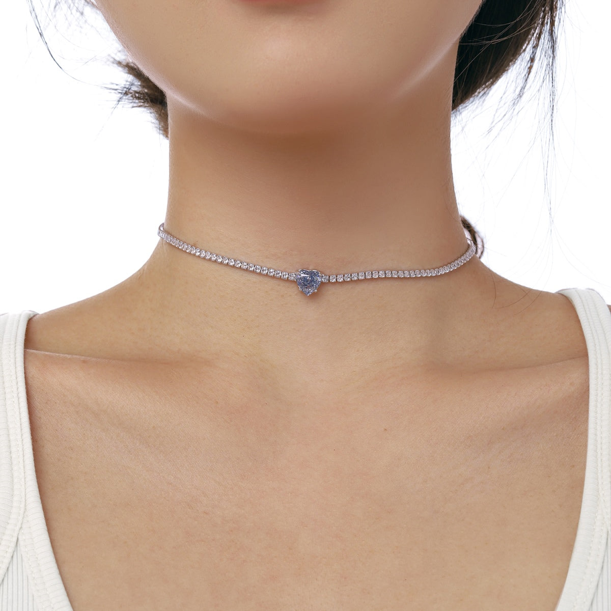 [Elite]2.0 Carat Sparkling Tennis Heart Cut Necklace