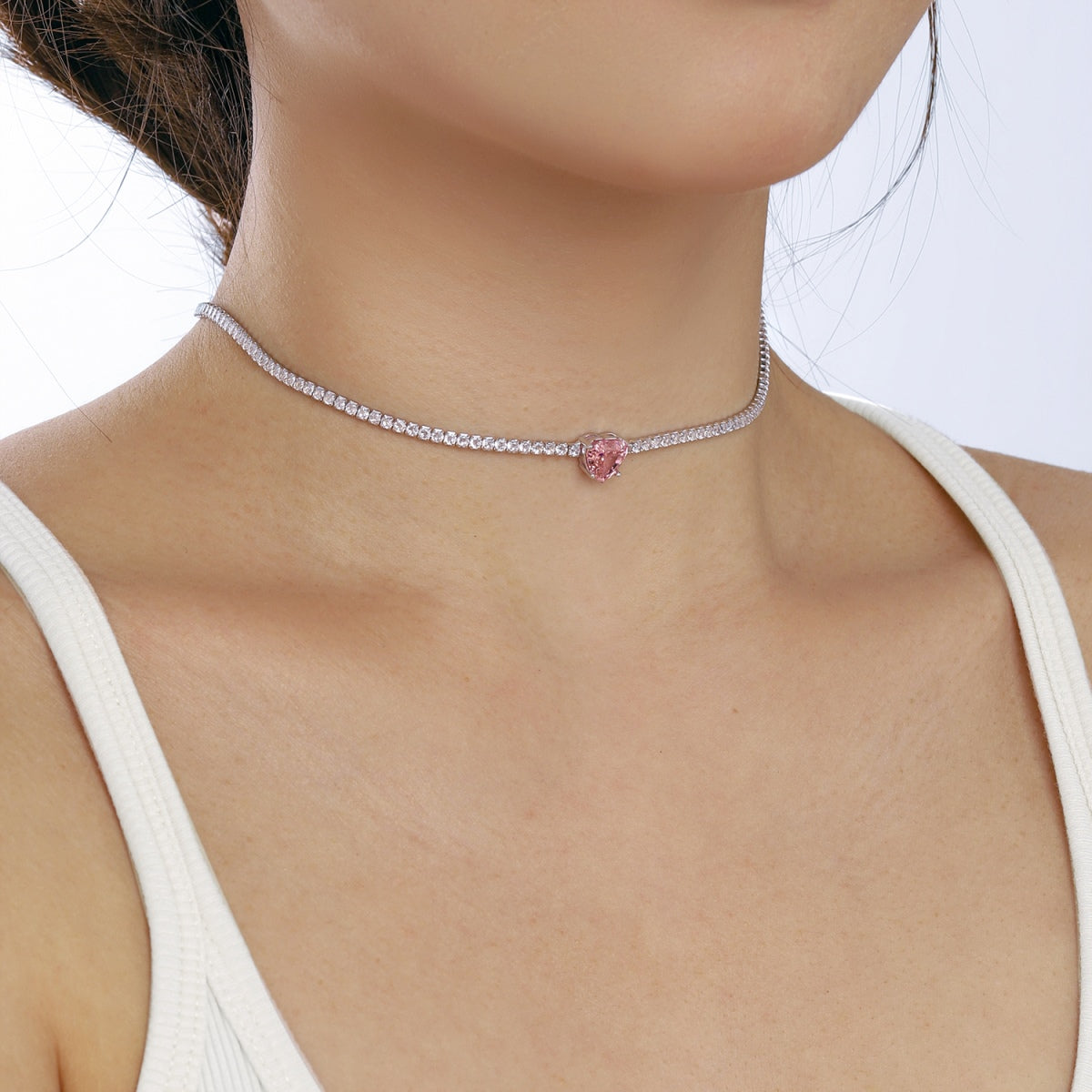 [Elite]2.0 Carat Sparkling Tennis Heart Cut Necklace