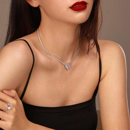 [Elite]8.0 Carat Versatile Colorful Sweet Heart-Shaped Tennis Necklace
