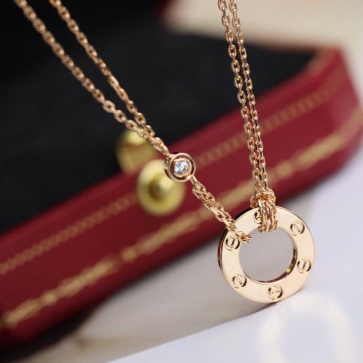 [Elite]LOVE NECKLACE ADJUSTABLE ROSE GOLD 2 DIAMOND