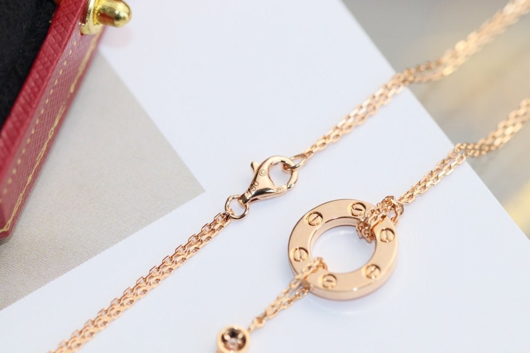 [Elite]LOVE NECKLACE ADJUSTABLE ROSE GOLD 2 DIAMOND