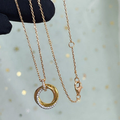 [Elite]TRINITY NECKLACE SILVER GOLD PINK GOLD DIAMONDS