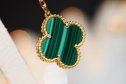 [Elite]CLOVER EARRINGS GOLD MALACHITE DIAMOND 3 MOTIF