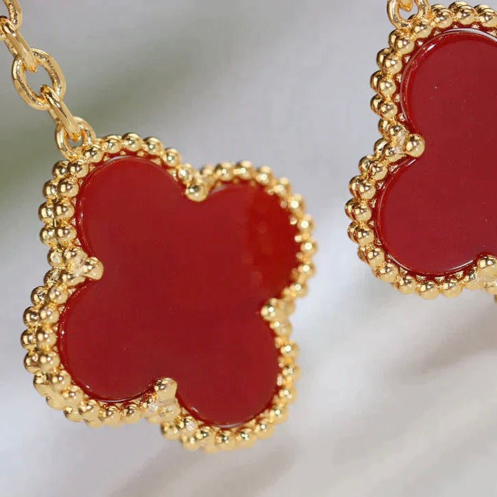 [Elite]CLOVER  2 MOTIF  TIGER EYE CARNELIAN EARRINGS