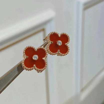 [Elite]CLOVER MEDIUM 1 MOTIFS CARNELIAN  DIAMOND earrings