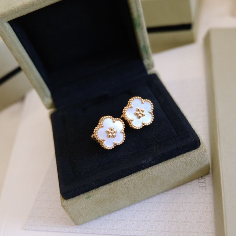 [Elite]LUCKY PINK GOLD WHITE MOP EARRINGS