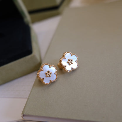 [Elite]LUCKY PINK GOLD WHITE MOP EARRINGS