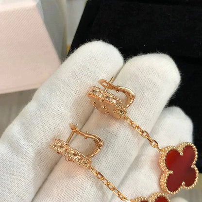 [Elite]CLOVER 2 MOTIF  LASER CARNELIAN EARRINGS