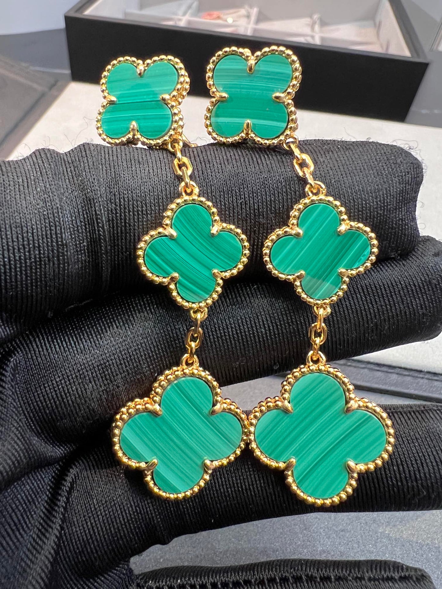 [Elite]CLOVER MALACHITE 3 MOTIFS GOLD