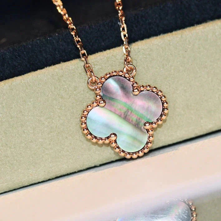 [Elite]CLOVER 15MM  GRAY MOTHER OF PEARL NECKLACE