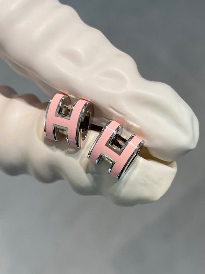 [Elite]MINI POP H SILVER EARRINGS PINK