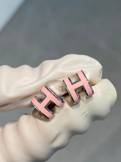 [Elite]MINI POP H SILVER EARRINGS PINK