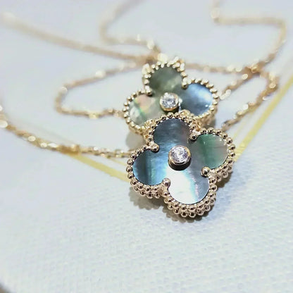 [Elite]CLOVER 15MM DIAMOND AND MOTHER-OF-GREY NECKLACE