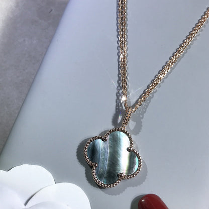 [Elite]CLOVER 25MM GOLD DARK MOP BIG CLOVER NECKLACE