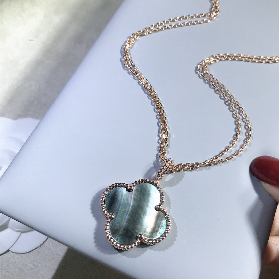 [Elite]CLOVER 25MM GOLD DARK MOP BIG CLOVER NECKLACE