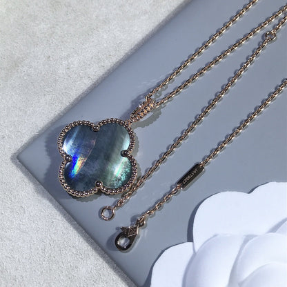 [Elite]CLOVER 25MM GOLD DARK MOP BIG CLOVER NECKLACE
