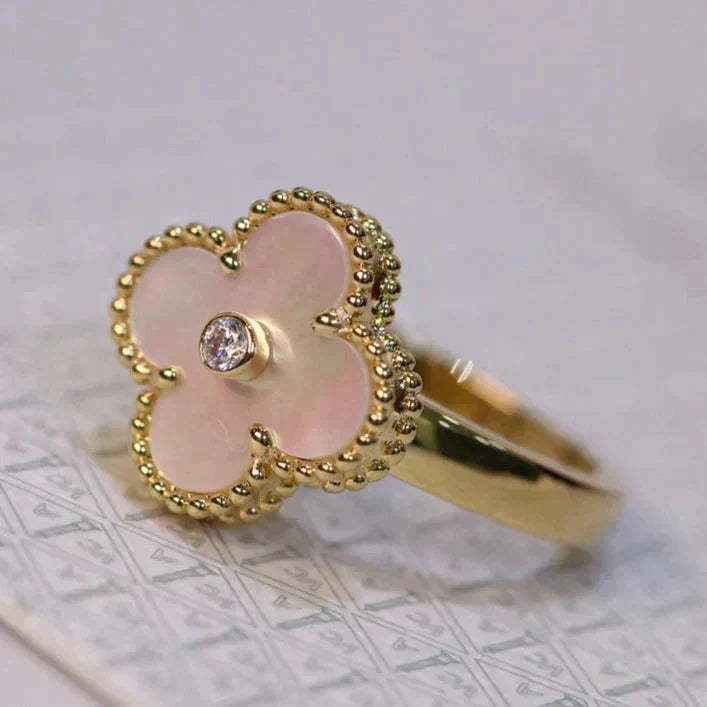 [Elite]CLOVER PINK MOP RING GOLD DIAMOND