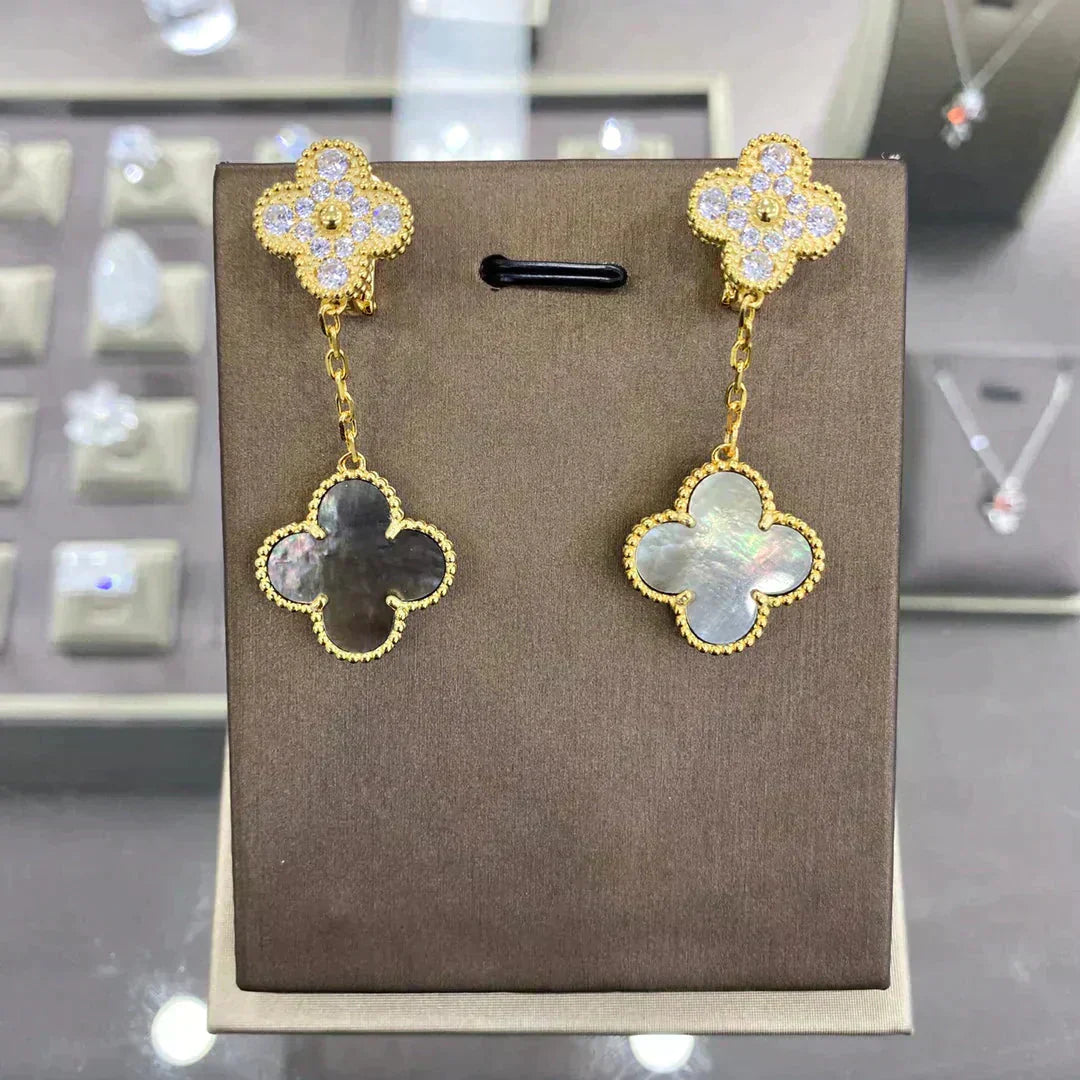 [Elite]CLOVER  2 MOTIFS  DIAMOND  EARRINGS (MULTIPLE CHOICESç´