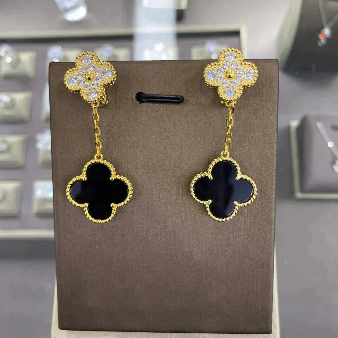 [Elite]CLOVER  2 MOTIFS  DIAMOND  EARRINGS (MULTIPLE CHOICESç´