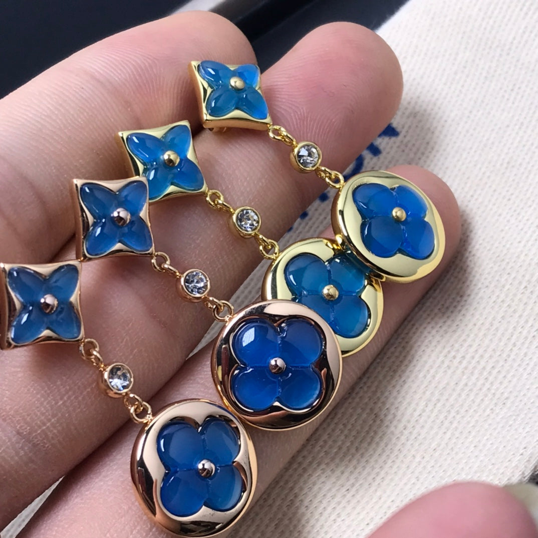 [Elite]STAR AND SUN AGATE DIAMOND EARRINGS