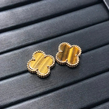 [Elite]CLOVER MEDIUM 1 MOTIFS TIGER EYE EARRINGS