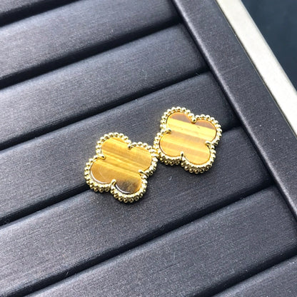 [Elite]CLOVER MEDIUM 1 MOTIFS TIGER EYE EARRINGS