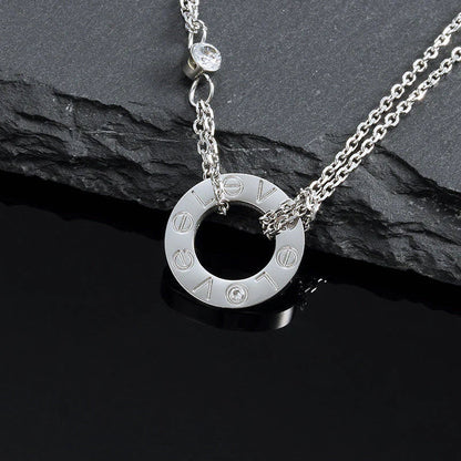 [Elite]LOVE NECKLACE 16MM 2 DIAMONDS