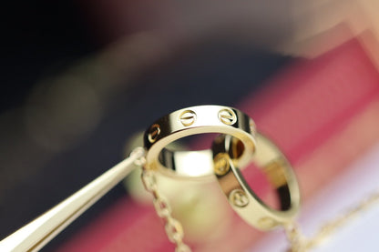 [Elite]LOVE NECKLACE DOUBLE RING GOLD