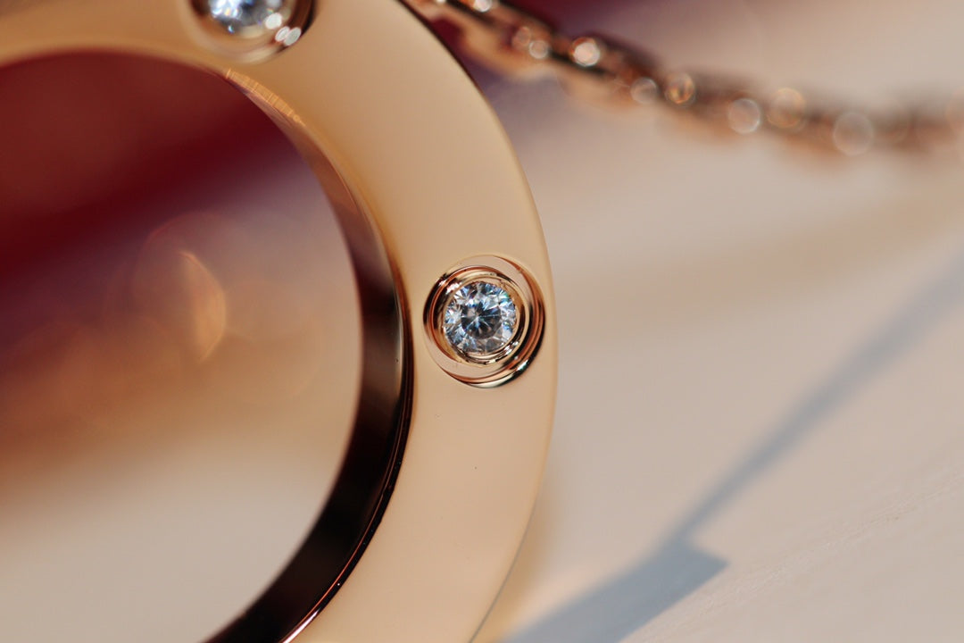 [Elite]LOVE NECKLACE 16MM 6 DIAMONDS PINK GOLD